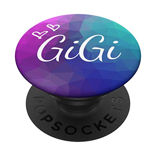 Gigi Heart Love Blue Purple polynomial background Shape gift PopSockets Swappable PopGrip