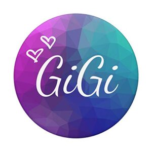 Gigi Heart Love Blue Purple polynomial background Shape gift PopSockets Swappable PopGrip