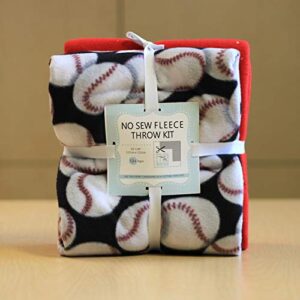 baseballs anti-pill no-sew throw fleece fabric kit (72x60)