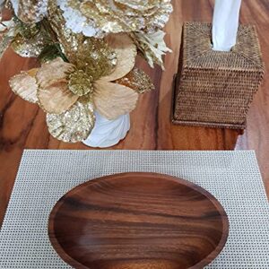 WRIGHTMART Wooden Bowl for Food, Versatile, Useful as a Jewelry and Coin Catchall or a Oval Shaped Server for Salads, Pasta, Nut Mixes, Durable, Decorative, Small Acacia Wood Bowl, 10.75" x 7"x 1.5"