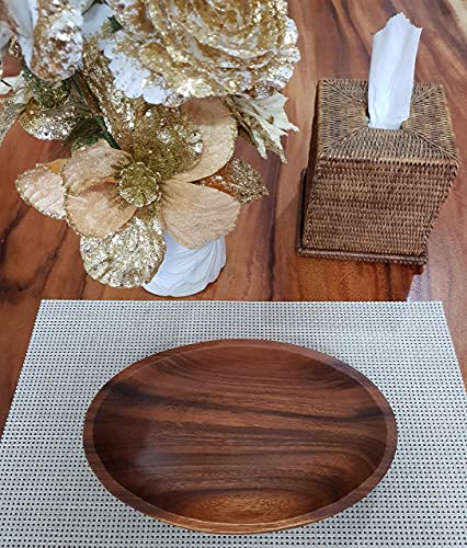 WRIGHTMART Wooden Bowl for Food, Versatile, Useful as a Jewelry and Coin Catchall or a Oval Shaped Server for Salads, Pasta, Nut Mixes, Durable, Decorative, Small Acacia Wood Bowl, 10.75" x 7"x 1.5"