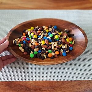 WRIGHTMART Wooden Bowl for Food, Versatile, Useful as a Jewelry and Coin Catchall or a Oval Shaped Server for Salads, Pasta, Nut Mixes, Durable, Decorative, Small Acacia Wood Bowl, 10.75" x 7"x 1.5"