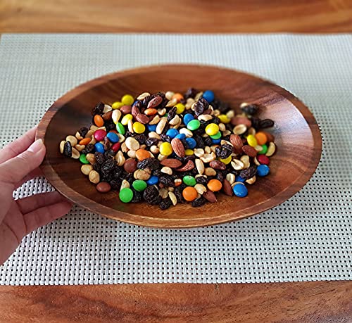 WRIGHTMART Wooden Bowl for Food, Versatile, Useful as a Jewelry and Coin Catchall or a Oval Shaped Server for Salads, Pasta, Nut Mixes, Durable, Decorative, Small Acacia Wood Bowl, 10.75" x 7"x 1.5"