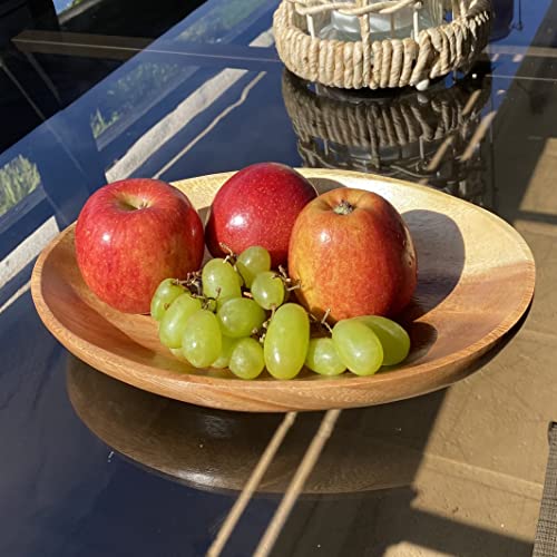 WRIGHTMART Wooden Bowl for Food, Versatile, Useful as a Jewelry and Coin Catchall or a Oval Shaped Server for Salads, Pasta, Nut Mixes, Durable, Decorative, Small Acacia Wood Bowl, 10.75" x 7"x 1.5"