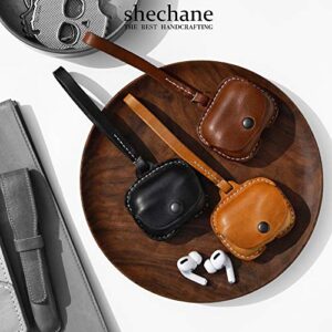 Shechane Leather Airpods Pro 1st/2nd Generation Protective Case Cover Earbud Case Airpod Strap String Compatible with Airpods Pro Wireless Charging Case, Yellow