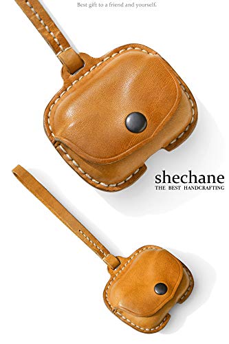 Shechane Leather Airpods Pro 1st/2nd Generation Protective Case Cover Earbud Case Airpod Strap String Compatible with Airpods Pro Wireless Charging Case, Yellow