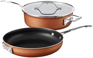 gotham steel stackable 3 piece frying pan cookware set– stackmaster ultra nonstick cast texture ceramic coating, stacks and nests within each other - dishwasher safe