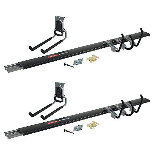 Rubbermaid Fasttrack Garage Storage System 5 Piece All in One Rail and Hook Kit (2 Pack)