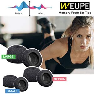 WEUPE Memory Foam Ear Tips Compatible with AirPods Pro, Replacement Earbud Tips Covers, Anti-Slip Eartips, 3 Pairs (S, M, L) (Black)