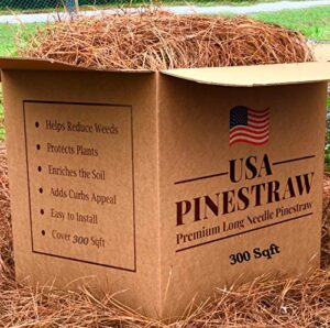 usa pine straw - premium pine needle mulch - covers 300 sqft (1)