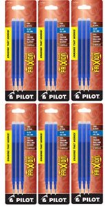 pilot gel ink refills for frixion erasable gel ink pen, fine point, blue ink, 6 pack, 18 refills total