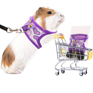 hand made harness vest and leash set for hamster rats iguana bearded dragon baby ferret soft&adjustable small purple