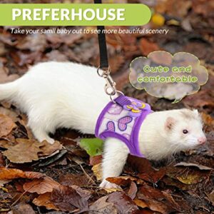 Hand Made Harness Vest and Leash Set for Hamster Rats Iguana Bearded Dragon Baby Ferret Soft&Adjustable Small Purple