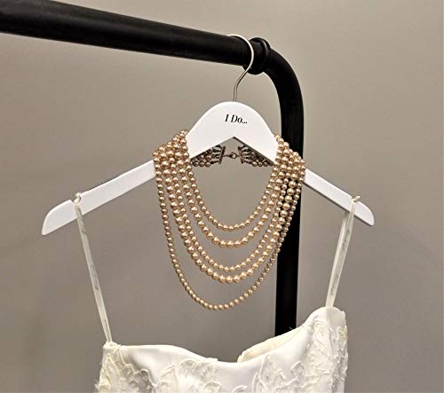 NAHANCO IDO20117 Bridal Hanger Set, White Wooden Hangers Imprinted with I Do and I Do Too, 17” (2 Piece Set)