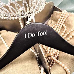 NAHANCO IDO20117 Bridal Hanger Set, White Wooden Hangers Imprinted with I Do and I Do Too, 17” (2 Piece Set)