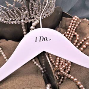 NAHANCO IDO20117 Bridal Hanger Set, White Wooden Hangers Imprinted with I Do and I Do Too, 17” (2 Piece Set)