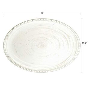 Zak Designs Melamine Oval Large Serving Platter, 16 inches, French Country House (Oyster White)