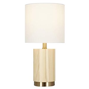 Amazon Brand – Rivet Scandinavian Style Wood Table Lamp with Metal Base, LED Bulb and Shade Included, 17.5"H, Blonde / Satin Brass