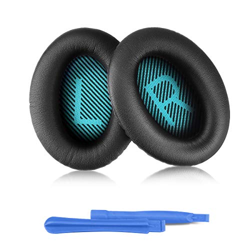 ELZO Headphones Replacement Pads for Bose, Professional Ear Pads for Bose Headphones QC2/QC15/QC25/QC35/QC35II/QC45/AE2/AE2i/AE2w/SoundTrure/SoundLink Complete with 2 Install Stick(Blue & Black)