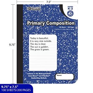 BAZIC Primary Journal Composition Book Blue Marble, 100 Sheet Writing Grades K- 2 Notebook Journal Comp Notebooks for Kindergarten Kids School, 1-Pack