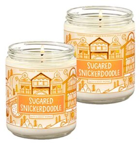 bath & body works sugared snickerdoodle single wick scented candle with essential oils 7 oz / 198 g each pack of 2