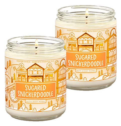 Bath & Body Works Sugared Snickerdoodle Single Wick Scented Candle with Essential Oils 7 oz / 198 g each Pack of 2