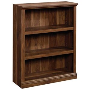 sauder misc storage contemporary 3-shelf wood bookcase in grand walnut