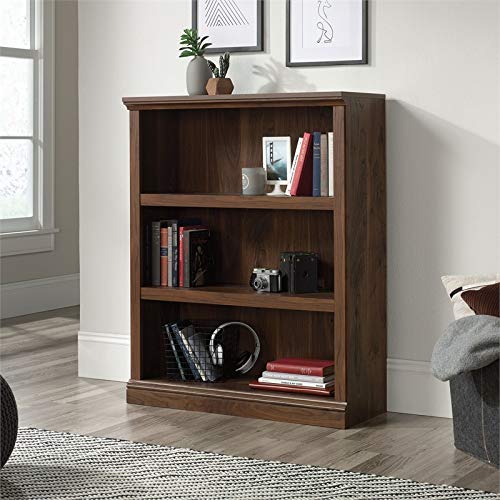 Sauder Misc Storage Contemporary 3-Shelf Wood Bookcase in Grand Walnut