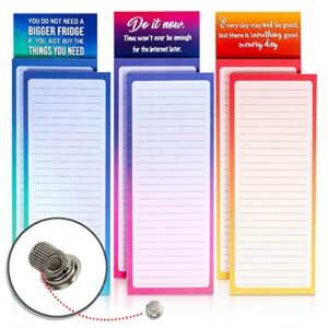 merdreu 6 magnetic notepads with 3 quote fridge magnets & 1 magnetic pen holder | full magnetic back cute memo pads to do list, shopping list &