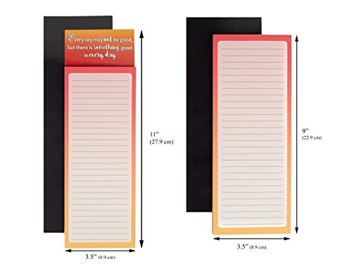 MERDREU 6 Magnetic Notepads with 3 Quote Fridge Magnets & 1 Magnetic Pen Holder | Full Magnetic Back Cute Memo Pads To Do List, Shopping List &