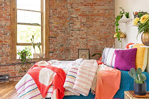 Refinery29 | Arden Bedding Collection | Premium Cotton Textured Throw Blanket, Modern Design for Luxury Home Décor (50 x 70, Orange)