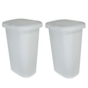 rubbermaid 13 gallon rectangular spring-top lid kitchen wastebasket trash can for tall trashbags, white (2 pack)