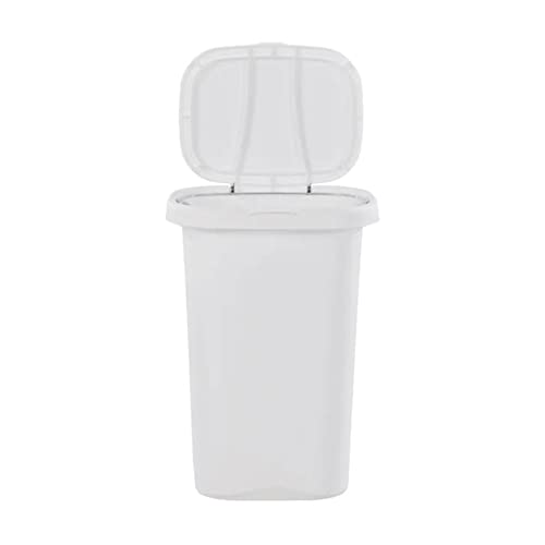 Rubbermaid 13 Gallon Rectangular Spring-Top Lid Kitchen Wastebasket Trash Can for Tall Trashbags, White (2 Pack)
