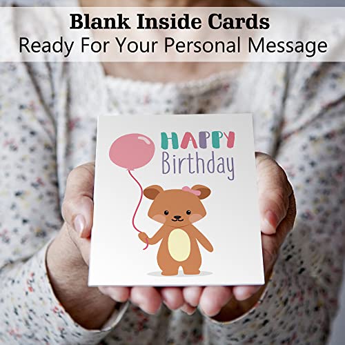 feela Birthday Cards, 40 Pack 40 Designs Happy Birthday Card Assorted Bulk with 40 Blank Envelopes 48 Pieces of Stickers 2 Washi Tapes, 4 X 6 Inches Greeting Cards For Girls Family Friends