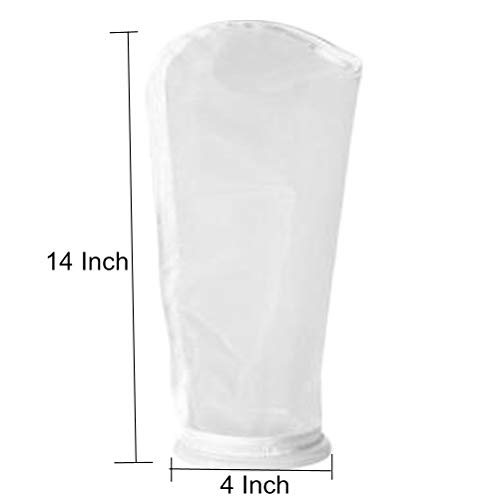 Honritone 4 Inch Nylon Mesh Filter Socks Bag 50 Micron by 14 Inch Long Aquarium Sump Water Filter Bags 3 Pack (50 Micron/um)