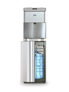 brio moderna clbl720sc self-cleaning bottom load water cooler dispenser for 3 & 5 gallon bottles – room & adjustable hot & cold, child lock, electronic display, silver stainless steel