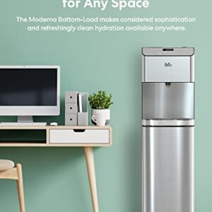 Brio Moderna CLBL720SC Self-Cleaning Bottom Load Water Cooler Dispenser for 3 & 5 Gallon Bottles – Room & Adjustable Hot & Cold, Child Lock, Electronic Display, Silver Stainless Steel