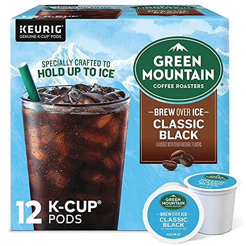 Green Mountain Coffee Roasters Brew Over Ice Classic Black, Single Serve Keurig K-Cup Pods, Medium Roast Iced Coffee, 12 Count