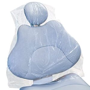 jmu dental half chair cover, disposable clear plastic sleeve protector, large 32" x 32", box of 200