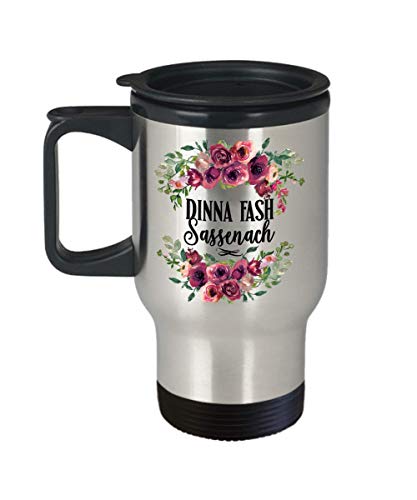 Dinna Fash Sassenach Coffee Mug for Girlfriend Outlander Lover Highlander Floral Tea Cup Scottish Travel Mugs Fan Gift for Women