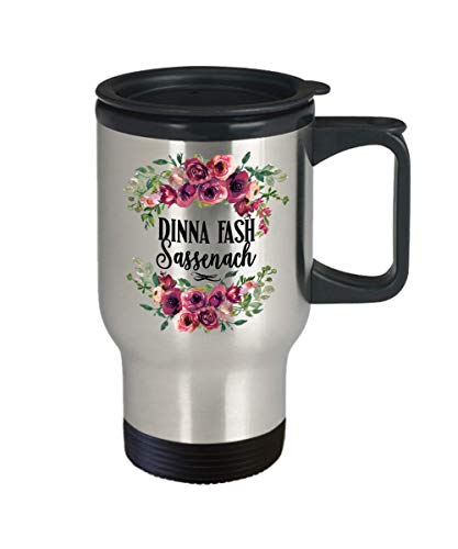 Dinna Fash Sassenach Coffee Mug for Girlfriend Outlander Lover Highlander Floral Tea Cup Scottish Travel Mugs Fan Gift for Women