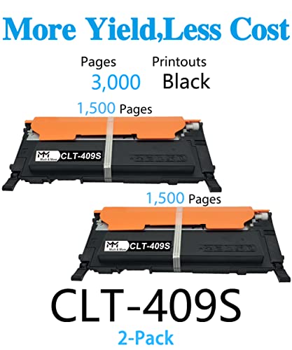 MM MUCH & MORE Compatible Toner Cartridge Replacement for Samsung 409S CLT-409S CLT-K409S 407S use in CLP-310 CLP-315 CLP-310N 315W CLX-3170FN 3175N CLX-3175 CLX-3175FN 3175FW Printers (2-Pack, Black)