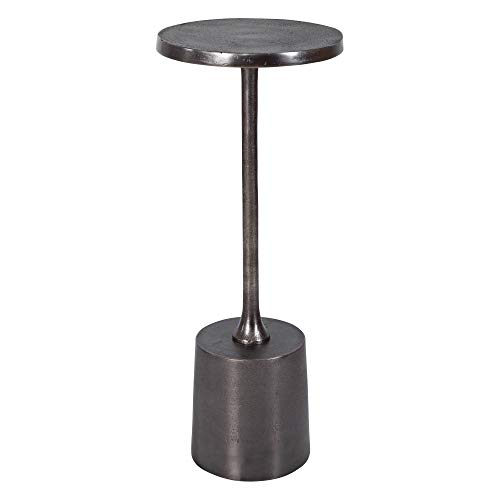 Uttermost Sanaga 10" Wide Textured Antique Nickel Modern Drink Table