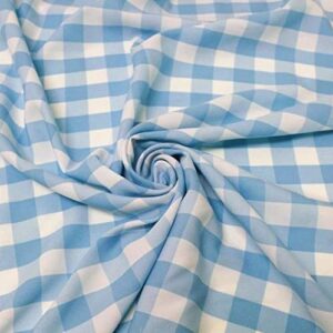 ak trading co. 60" wide checkered gingham buffalo check polyester poplin fabric-turquoise & white-1 yard