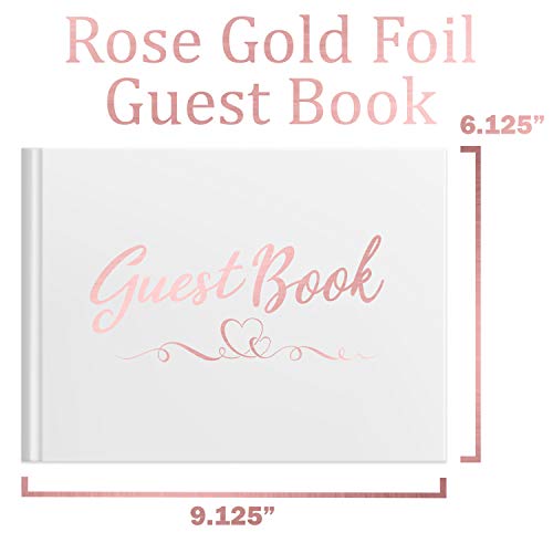 Wedding Guestbook and Wedding Pen Set - Rose Gold 100 Page Guest Book Set