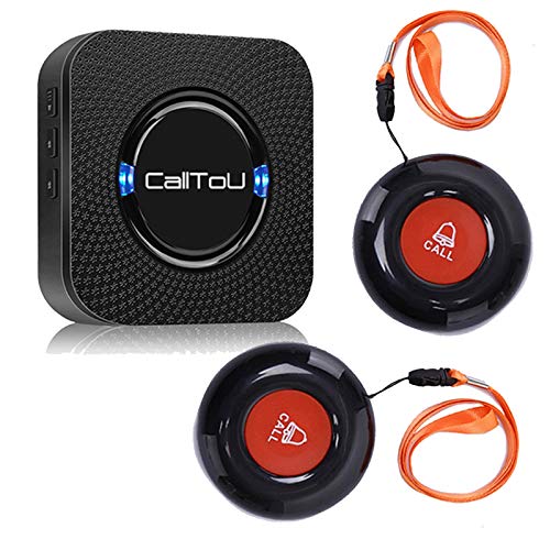 CallToU Wireless Caregiver Call Button Ederly Monitoring Alert Systems for Seniors 1 Plugin Receiver 2 Waterproof Transmitters