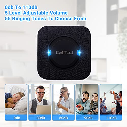 CallToU Wireless Caregiver Call Button Ederly Monitoring Alert Systems for Seniors 1 Plugin Receiver 2 Waterproof Transmitters