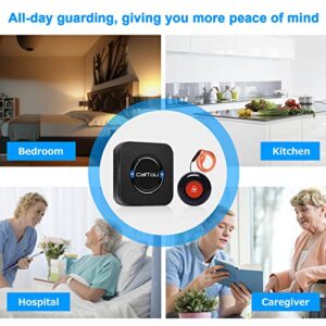 CallToU Wireless Caregiver Call Button Ederly Monitoring Alert Systems for Seniors 1 Plugin Receiver 2 Waterproof Transmitters