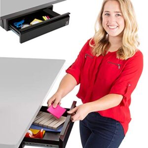 Stand Steady Attachable Under Desk Drawer | Pull-Out Storage Organizer with Smooth Sliding Tracks | Spacious Storage Drawer Easily Mounts to Desks and Workstations (Black / 17.5 x 11.5)
