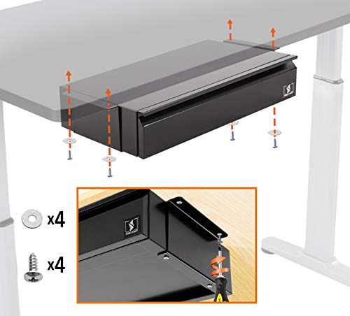 Stand Steady Attachable Under Desk Drawer | Pull-Out Storage Organizer with Smooth Sliding Tracks | Spacious Storage Drawer Easily Mounts to Desks and Workstations (Black / 17.5 x 11.5)